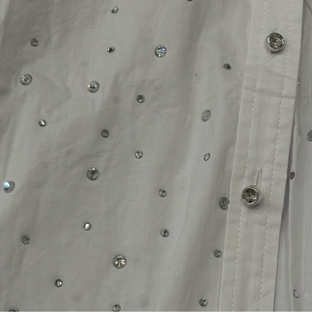 KIWI White Rhinestone Button-Down Shirt – Size S - Picture 4 of 14